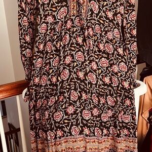 Knox Rose Black and Red Floral Long Sleeve Dress